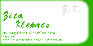 zita klepacs business card